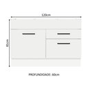 Ver imagem 3 de Balcão Gabinete de Pia Cozinha 120 x 60 cm 1 Porta 2 Gavetas Branco (Sem Tampo) Agata Madesa