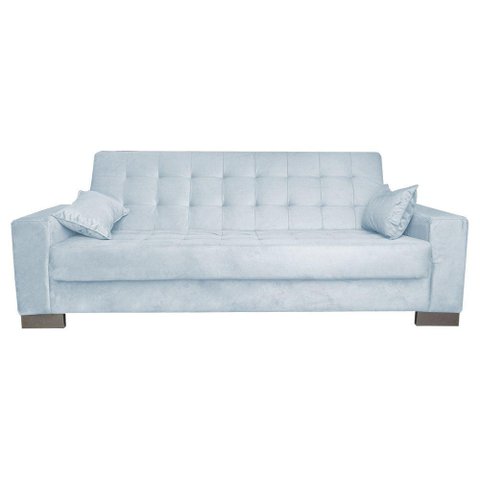 Sofá Cama 2 Lugares para Sala de Estar Lisboa Suede Cinza