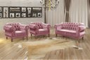 Ver imagem 2 de Kit Namoradeira Duquesa Chesterfield 2 Lugares + 2 Poltronas Decoração Sala Recepção - Veludo Rosê