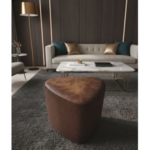 Puff Pera Topo Courvin e Lateral Boucle Marrom