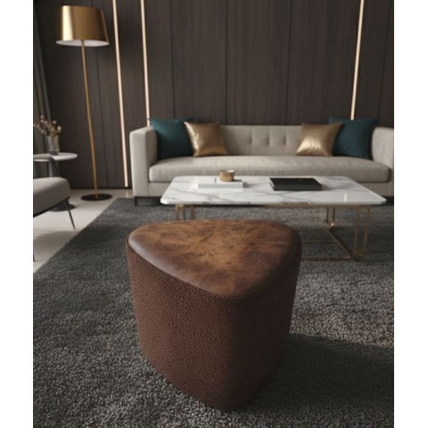 Puff Pera Topo Courvin e Lateral Boucle Marrom