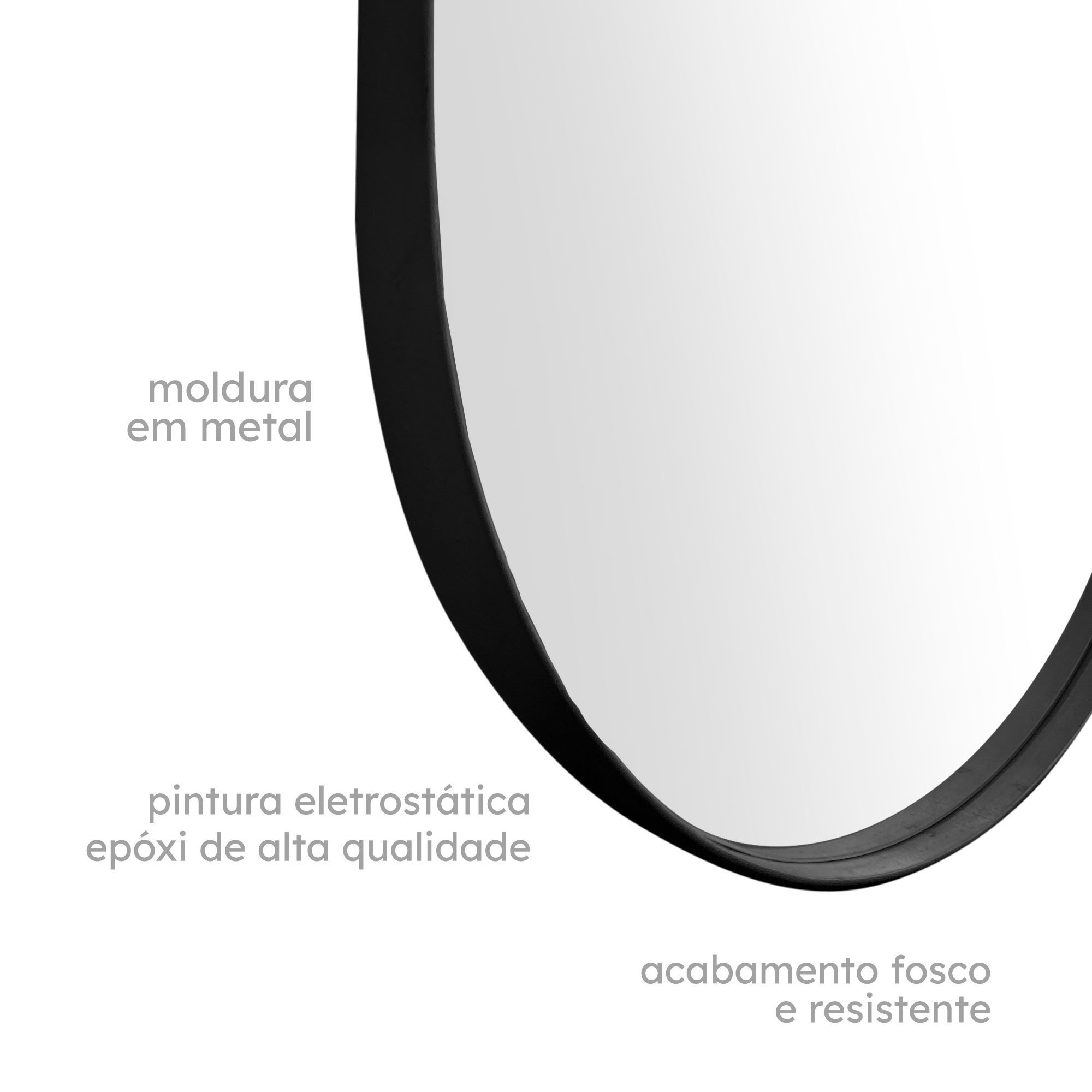 Espelho Grande Corpo Inteiro De Parede Moldura Aço 150x60cm - Preto - 4