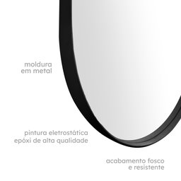 Espelho Grande Corpo Inteiro De Parede Moldura Aço 150x60cm - Preto - 4