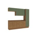 Ver imagem 2 de Cozinha Compacta Modulada 5 Peças com Paneleiro Vibra Marrom/Canela/Verde Pistache Super Brilho