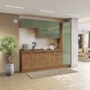 Ver imagem 1 de Cozinha Compacta Modulada 5 Peças com Paneleiro Vibra Marrom/Canela/Verde Pistache Super Brilho