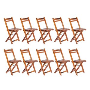Kit 10 Cadeiras Dobrável Madeira Maciça Ypê Perfeita para Ambientes Externos e Cobertos Cerejeira
