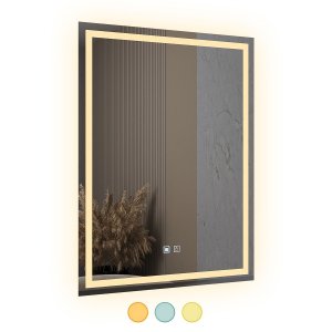 Espelho Led 3 Cores Banheiro Dual Touch C/ Desembaçador - 80cmx60cm