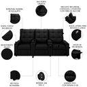 Ver imagem 3 de Poltrona do Papai Reclinável Mallie 3 Lugares Baú Usb Fh9 Veludo Preto - Mpozenato