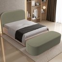 Ver imagem 6 de Cabeceira Cama Box Casal 195cm Lanna com Puff Recamier Doha W01 Bouclê Oliva - Lyam Decor