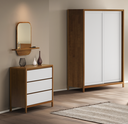 Ver imagem 1 de Cômoda para Quarto 3 Gavetas Modena Marrom/Amêndoa/Branco