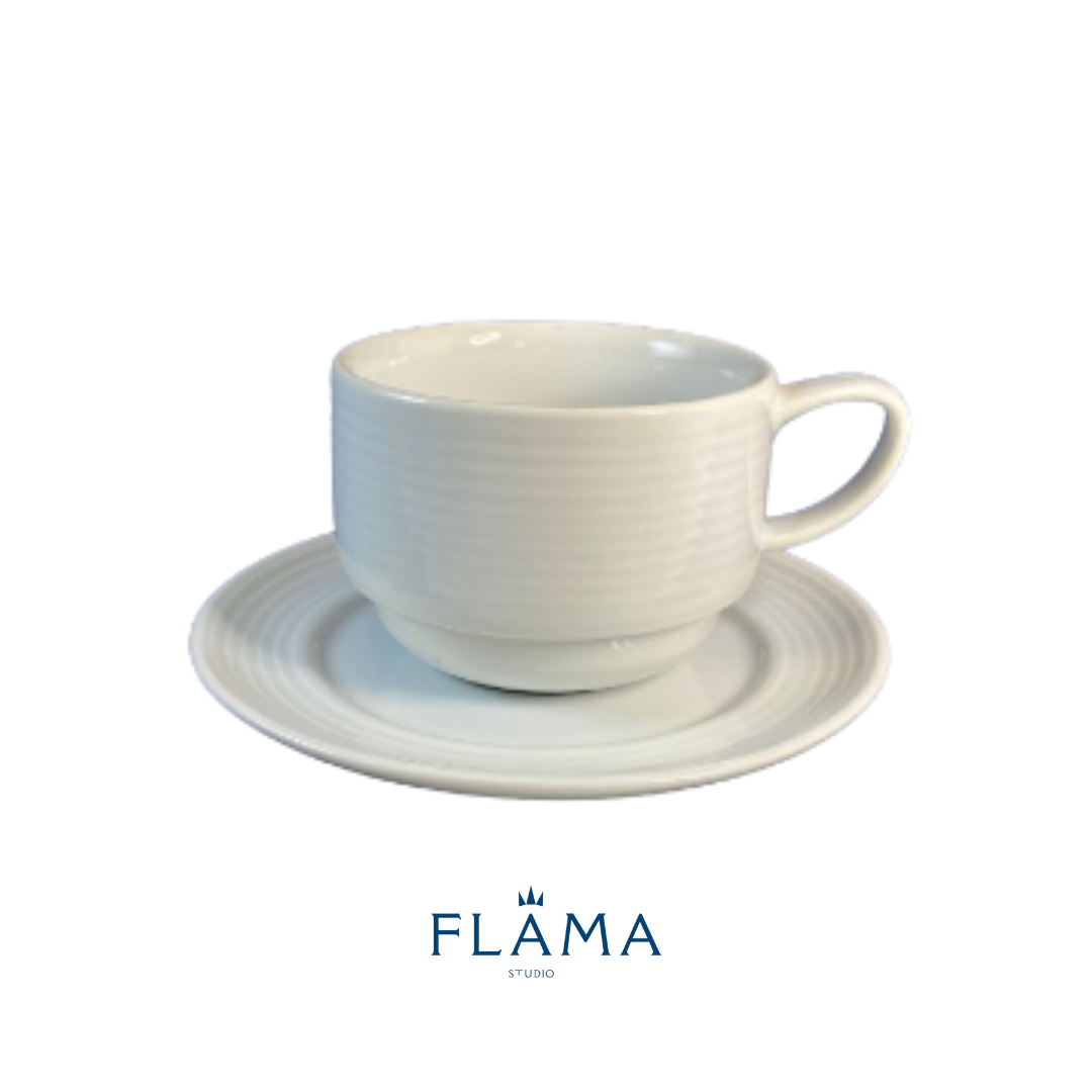 Kit Xícara de Chá com Pires Laguna Porcelana Branca – 6 Peças - 2