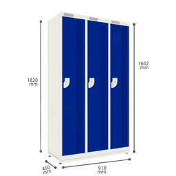Armário de Aço - 03 Portas - Nk 3301 Nilko Armários Azul Chave Padrão - 4