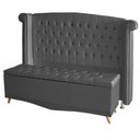 Ver imagem 1 de Kit Cabeceira de Cama Box e Calçadeira Baú Luxo King 195 Cm Suede Grafite do Lar Móveis