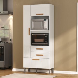 Multiuso para Forno e Microondas Seul 3 Portas 2 Gavetas Branco Atualle