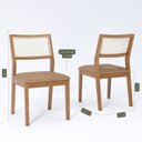 Ver imagem 2 de Kit 4 Cadeiras para Sala de Jantar Estofadas Bella Marrom/Madeira/Kaki