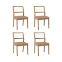 Ver imagem 1 de Kit 4 Cadeiras para Sala de Jantar Estofadas Bella Marrom/Madeira/Kaki