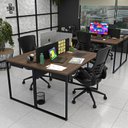 Ver imagem 1 de Escrivaninha Mesa Escritório com Gavetas 1 Gaveta 2 Lugares 120cm Industrial Nogal e Preto Marrom