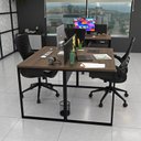 Ver imagem 5 de Escrivaninha Mesa Escritório com Gavetas 1 Gaveta 2 Lugares 120cm Industrial Nogal e Preto Marrom