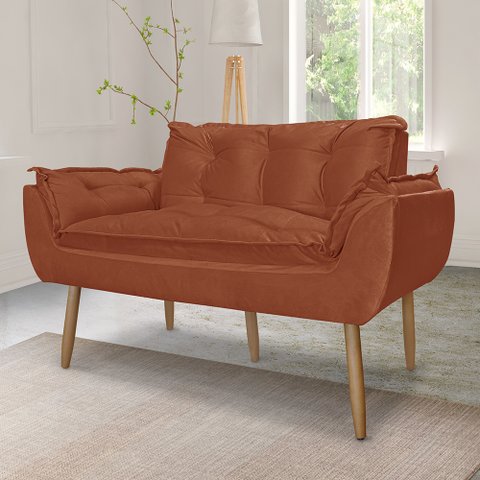 Namoradeira Decorativa Opala Suede - Estofados Irmãos Oliveira - Terracota