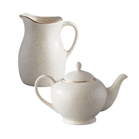 Conjunto Bule e Jarro Cerâmica Orion Reativo Branco 2pçs