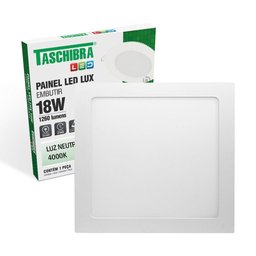 Painel de Led Quadrado Embutir 18w Bivolt Taschibra 4000k Luz Neutra - 1