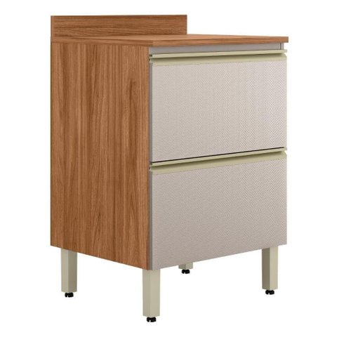 Balcão de Cozinha Proença 60cm 1 Porta e 1 Gaveta Nogueira Touch-nude Prime Tx com Tampo Mdf -