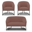 Ver imagem 1 de Sofá Namoradeira e 2 Poltronas Base Industrial Preto Stella Veludo D03 - D'Rossi Cor Rose