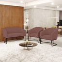 Ver imagem 7 de Sofá Namoradeira e 2 Poltronas Base Industrial Preto Stella Veludo D03 - D'Rossi Cor Rose