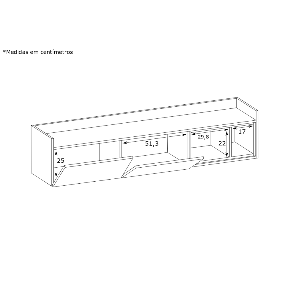 Rack para TV 160cm 02 Portas 02 Nichos Rak2037-Brme Estilare Branco - 5