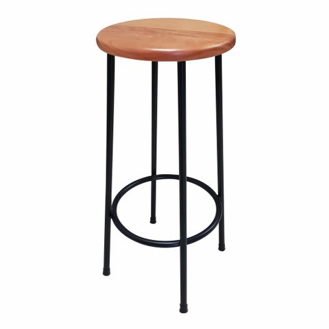 Banco Metálico 75 Cm de Altura com Assento de Madeira - Mod. Bco-a75
