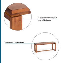 Banco em Madeira Maciça 120cm Craft  - 8