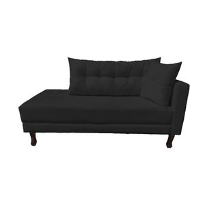 Divã Recamier Troya 1,60 Cm Lado Direito Suede Preto