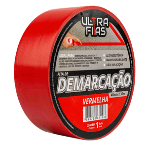 Fita Demarcação de Solo Pvc 48 Mm X 30 Metros - Vermelha