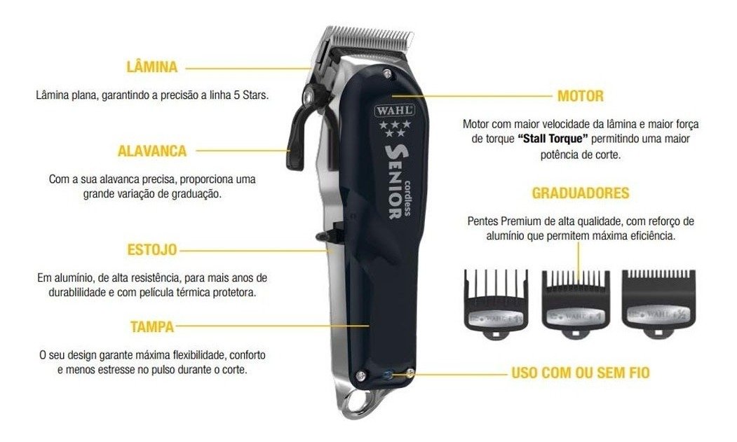 Cortador de Cabelo Wahl Professional 5 Star Senior Cordless 8504-400 Preto Bivolt - 11