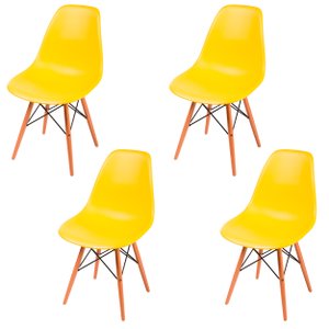 Kit 4 Cadeiras Eames Eifell 130pp Cor:amarelo Amarelo