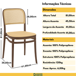 Kit 6 Cadeiras de Jantar Roma para Sala e Cozinha - Marrom - 5