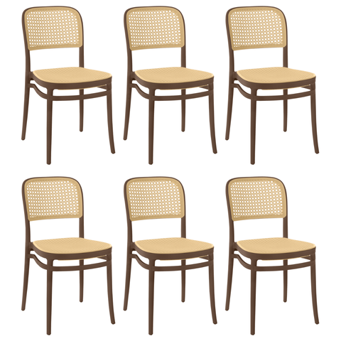 Kit 6 Cadeiras de Jantar Roma para Sala e Cozinha - Marrom