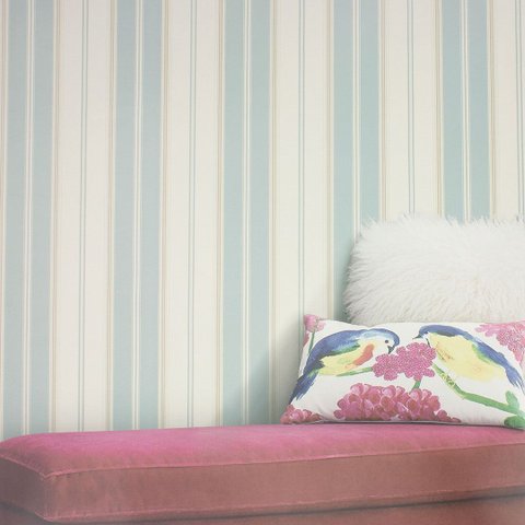 Papel de Parede Listras Azul e Bege Vinilico Lavável+ Cola para Aplicação