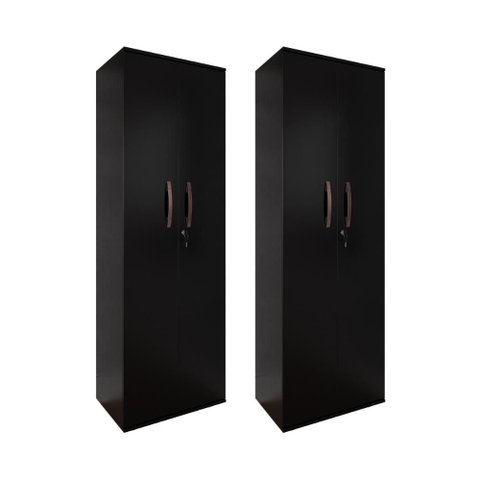 Kit 2 Armário Organizador Multiuso Kiev Lavanderia 2 Portas Preto