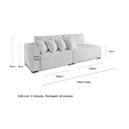 Sofá 2 3 4 Lugares Modulado Chaise Almofada Solta Molas Isa Be Linho Azul 2,5m - 4