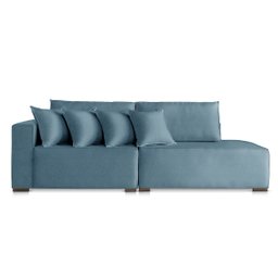 Sofá 2 3 4 Lugares Modulado Chaise Almofada Solta Molas Isa Be Linho Azul 2,5m - 2