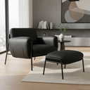 Ver imagem 1 de Kit Poltrona Cadeira Decorativa + Puf Serrana Zahav Estofado:courino Sintético Preto