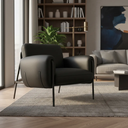 Ver imagem 3 de Kit Poltrona Cadeira Decorativa + Puf Serrana Zahav Estofado:courino Sintético Preto