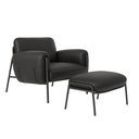 Ver imagem 5 de Kit Poltrona Cadeira Decorativa + Puf Serrana Zahav Estofado:courino Sintético Preto