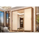 Ver imagem 1 de Guarda Roupa Casal 3 Portas de Correr (1 C/ Espelho) e 2 Gavetas C/ Pés Dalila Flex Amêndola/amê