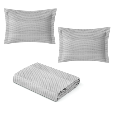 Kit Colcha Piquet Queen Size - 100% Algodão:branco
