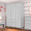 Ver imagem 1 de Guarda-Roupa Infantil Melinda Cinza 100% MDF 3 Portas e 2 Gavetas - Phoenix Baby
