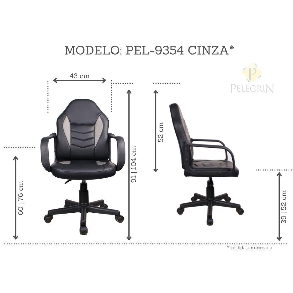 Cadeira Gamer Infantil em Couro PVC Pelegrin PEL-9354 Preto com Cinza - 2