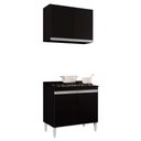 Ver imagem 1 de Kit Armário Aéreo e Balcão para Cooktop de Cozinha 02 Portas Diana 80 cm - D’Rossi Preto