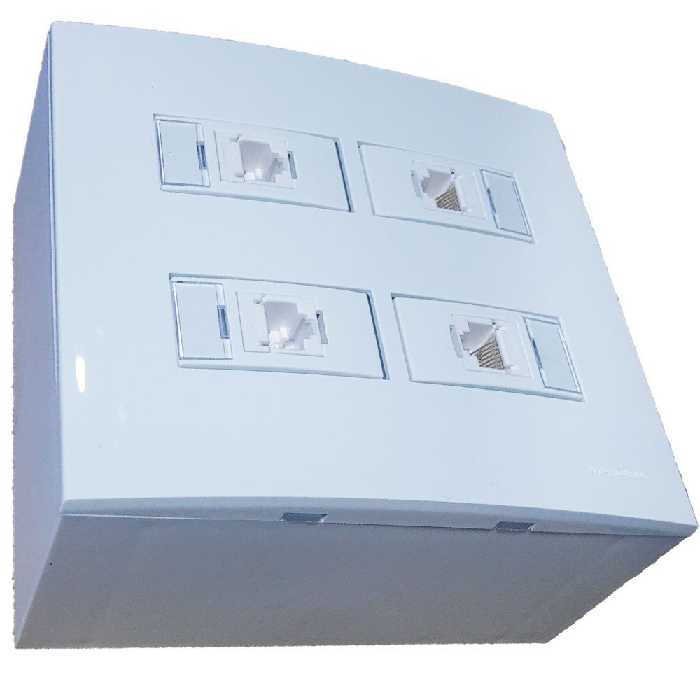 Caixa 4x4 Versatil Sobrepor Branco - 4x4 4 Tomada Rj-45 cat 5 separadas